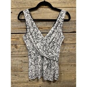 H & M Women's Wide Strap Wrap Tank Top White Blouse Size Small Sleeveless Lined